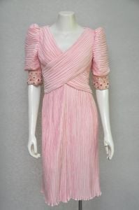 vintage 1980s pink RICHILENE plisse party dress S/M