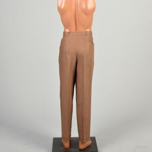 36 x 31 Gucci 1980s Pants Light Brown Linen Pleated Front Tapered Leg Cuffed Italian Trousers - Fashionconservatory.com