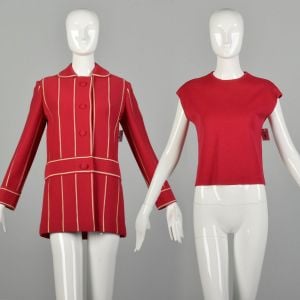 Medium 1960s Top and Cardigan Knit Separates Shirt Jacket Matching Set