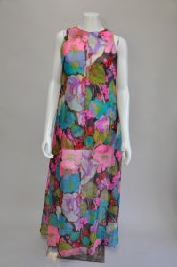 vintage 1960s sheer floral organza w/ build in romper by Pierre Cardin XS/S