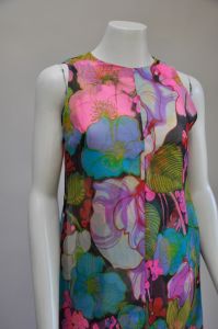 vintage 1960s sheer floral organza w/ build in romper by Pierre Cardin XS/S - Fashionconservatory.com