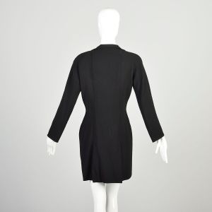 Small 1980s Black Wool Crepe Jacket Jean Muir Hourglass Lightweight Autumn Jacket  - Fashionconservatory.com
