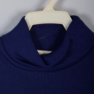 1960s Childrens Navy Blue Knit Turtleneck Long Sleeves 60s Vintage - Fashionconservatory.com