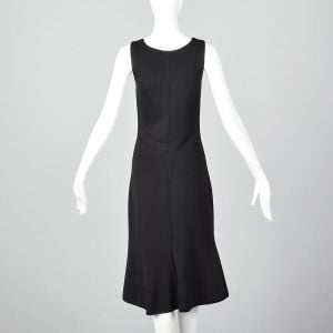 Small Giorgio Armani Black Knit Dress Stretch Decorative Mermaid Hem Fitted Sleeveless Scoop Neck - Fashionconservatory.com