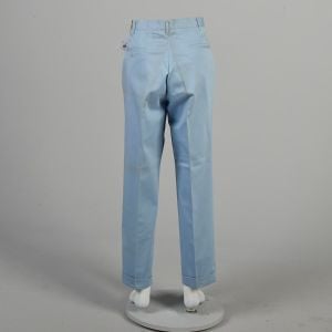 1950s Washington Dee Cee Pants Deadstock Baby Blue Gabardine Sanforized Cotton Workwear  - Fashionconservatory.com