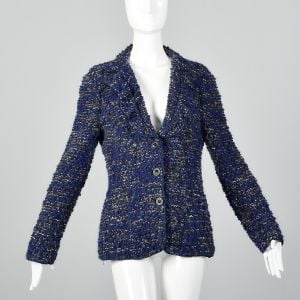 Medium 1990s Armani Sweater Blue Knit Cardigan