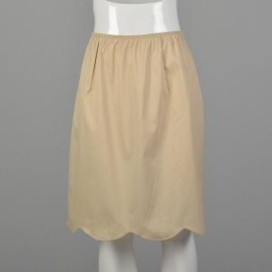 Medium 1970s Vanity Fair Skirt Nude Half Slip Lingerie Nylon Scalloped Hem Liner