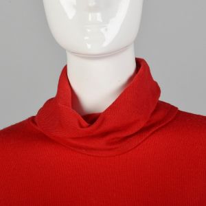 Small-Medium 1980s Sweater Red Slouchy Turtleneck Batwing Sleeve  - Fashionconservatory.com