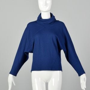 XS-Large Blue Slouchy Turtleneck Batwing Sleeve Sweater by Dalton