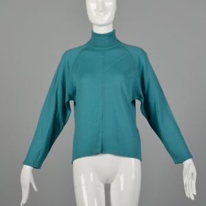 Medium/Large 1980s Sweater Green Turtleneck 