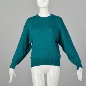 Small 1980s Teal Pullover Sweater Wool Long Sleeve Knit