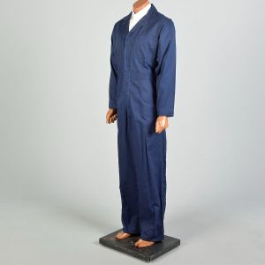 Large 1960s Deadstock Navy Blue Striped Sanforized Stone Cutter Coveralls Overalls - Fashionconservatory.com