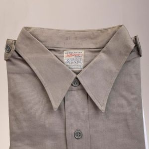 XL/XXL | Deadstock Gray 1950s Military Uniform Shirt Spearpoint Collar by Elbeco - Fashionconservatory.com