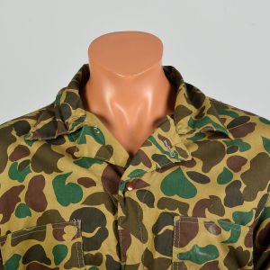 L | 1970s One-Piece Lightweight Summer Hunting Camo Coveralls by World Famous - Fashionconservatory.com