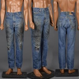 36x32 Large 1970s Levis Jeans Blue Distressed Denim Pants Orange Tab Workwear