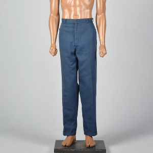 Medium 1960s Mens Blue Pants Flat Front Tapered Leg Cuffs Zip  - Fashionconservatory.com