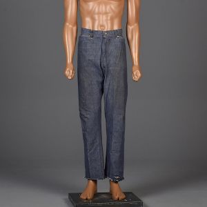 38x29 Large 1970s Mens Jeans Denim Dark Wash Blue Pants Distressed Workwear Pants