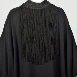  1910s Edwardian Black Cape Coat Twisted Fringe Gothic Cloak Duster Jacket - Fashionconservatory.com