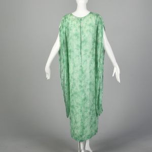 Small 1970s Givenchy Nouvelle Boutique Kaftan Green Silk Chiffon Maxi Dress Boho  - Fashionconservatory.com