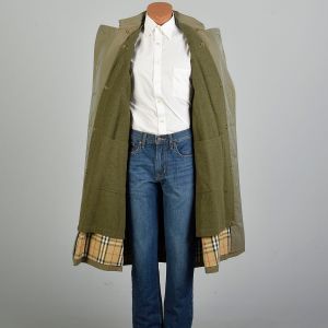 1990s Tan Iridescent Trench Coat Burberry's Novacheck Chin Strap All Seasons Zip Liner Overcoat  - Fashionconservatory.com