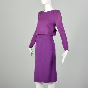 Large 1970s Set Purple Skirt Knit Shirt - Fashionconservatory.com