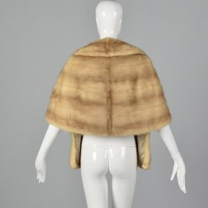 1960s Buff Mink Stole Front Pockets Fur Stole Mink Outerwear Glamorous Evening Wear Pin Up  - Fashionconservatory.com