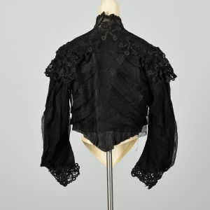 Medium 1840's Mesh and Lace Bodice Black Net - Fashionconservatory.com