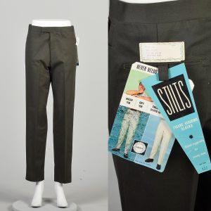 Small 1960s Deadstock Gabardine Tapered Leg Pants