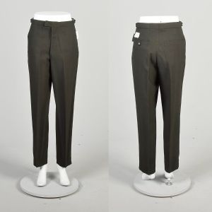 XS 1960s Grey Tapered Leg Flat Front Textured Grey Pants