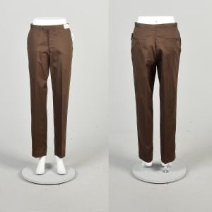 1960s Small Deadstock Sanforized Cotton Gabardine Brown Pants