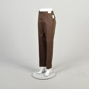 1960s Small Deadstock Sanforized Cotton Gabardine Brown Pants - Fashionconservatory.com