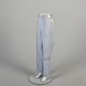 Small 1960s Deadstock Blue and White Striped Tapered Leg Cuffed Pants - Fashionconservatory.com