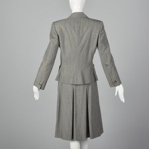Medium 1980s Bill Blass Gray Skirt Suit Medium Weight Matching Blazer Jacket - Fashionconservatory.com