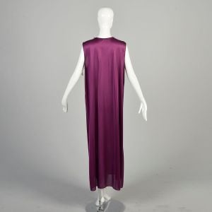 L-XXXL 1980s Plum Purple Nightgown Enkalure Nylon Keyhole Bust Robe Silky Lingerie Kayser Deadstock  - Fashionconservatory.com