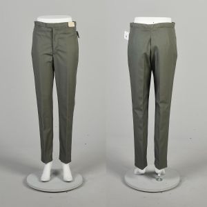 Small 1960s Deadstock Olive Green Gabardine Sanforized Cotton Pants