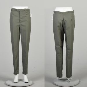 Small 1960s Deadstock Olive Green Tapered Leg Pants