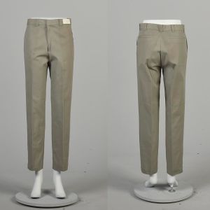 XS 1960s Deadstock Sanforized Cotton Gabardine Flat Front Tapered Leg Pants 