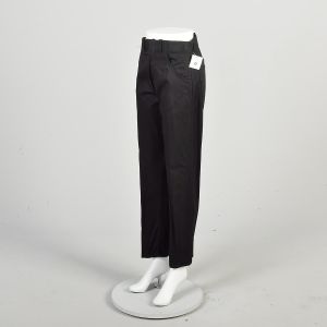 Small 1960s Black Cotton Twill Flat Front Tapered Leg Pants - Fashionconservatory.com