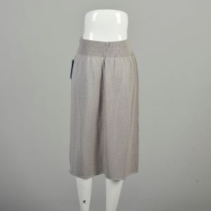 M-L 1980s Grey Knit Skirt High Wide Waistband Casual Knee Length Solid Sweater Skirt  - Fashionconservatory.com