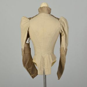XXS 1800s Victorian Bodice Cotton Jacket Two Tone Long Sleeve - Fashionconservatory.com