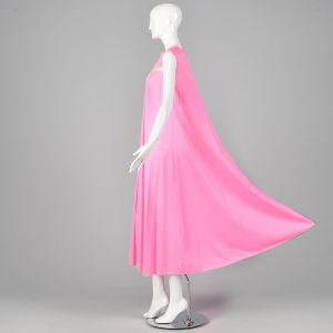 Large 1960s Claire Sandra By Lucie Ann Pink Flowy Nightie Sheer Stripe Rhinestones  - Fashionconservatory.com