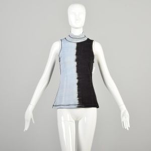 2000s Small Marble Ombre Tie-Dye Knit Sleeveless Turtleneck Top