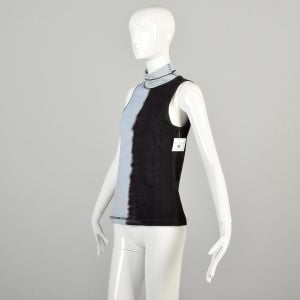2000s Small Marble Ombre Tie-Dye Knit Sleeveless Turtleneck Top - Fashionconservatory.com