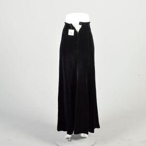 XS 1980s Black Velvet Skirt Franck Olivier Cotton Rayon A Line Evening Formal Elegant Timeless Maxi  - Fashionconservatory.com