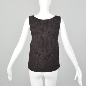 XS Fendi Brown Sweater Vest Chunky Knit Thick Wool Rhinestone Details Tank Top - Fashionconservatory.com