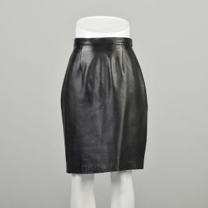 Small 2000s Leather Black Buttery Mini Pencil Skirt Femme Fatale In Transit 