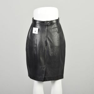 Small 2000s Leather Black Buttery Mini Pencil Skirt Femme Fatale In Transit  - Fashionconservatory.com