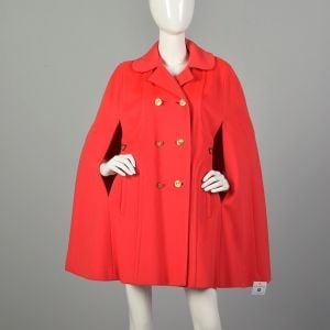 OSFM 1960s Cape Bright Orange Double Breasted Day Glo Neon