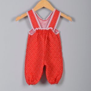 1960s Girls Polka Dot Onesie Sleeveless Quilted Lace Onesie Red White Jumpsuit Romper 60s Vintage - Fashionconservatory.com