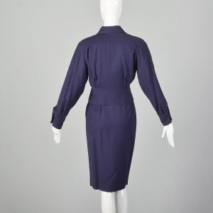 XS 1980s Guy Laroche Skirt Suit Plum Purple Wool Jacket Top Pencil Skirt Two Piece Set - Fashionconservatory.com